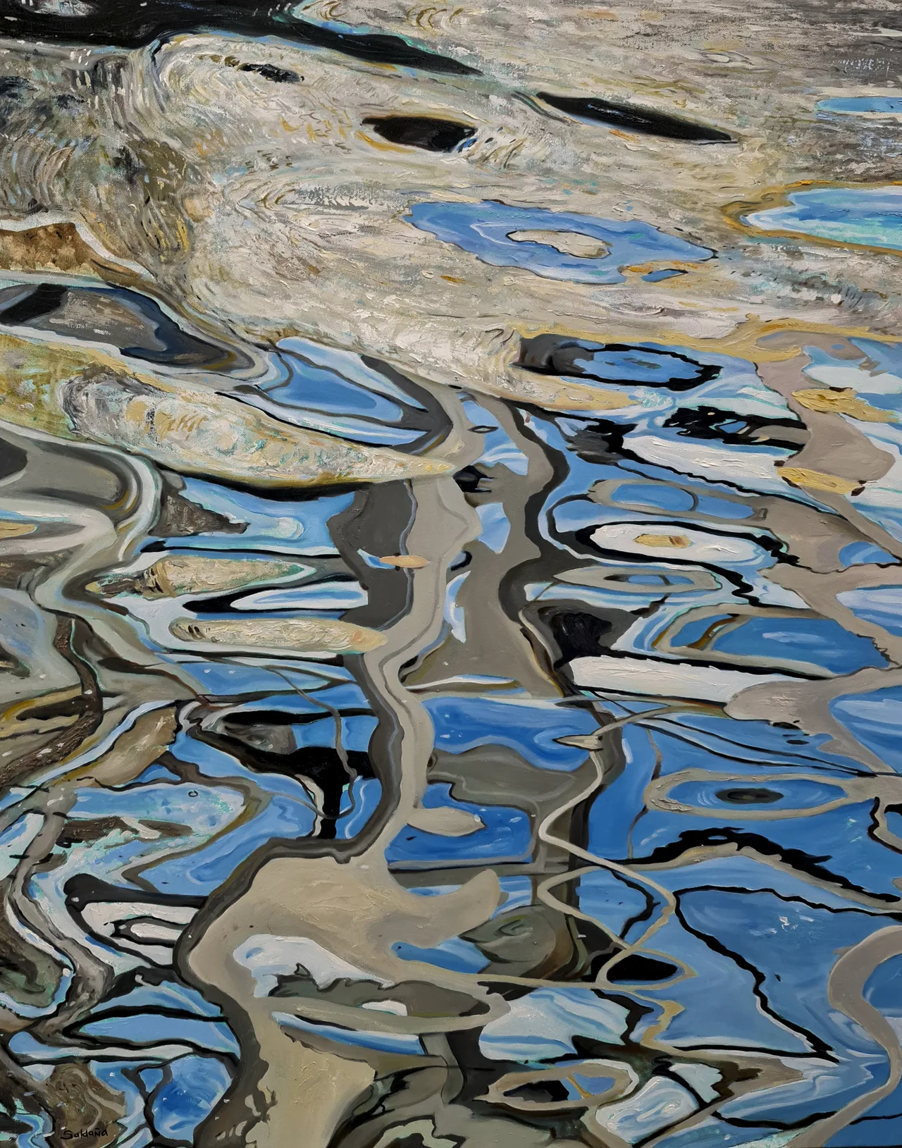 Specular Water IV, 2023, oil on canvas — painting by Luis Alberto Saldaña