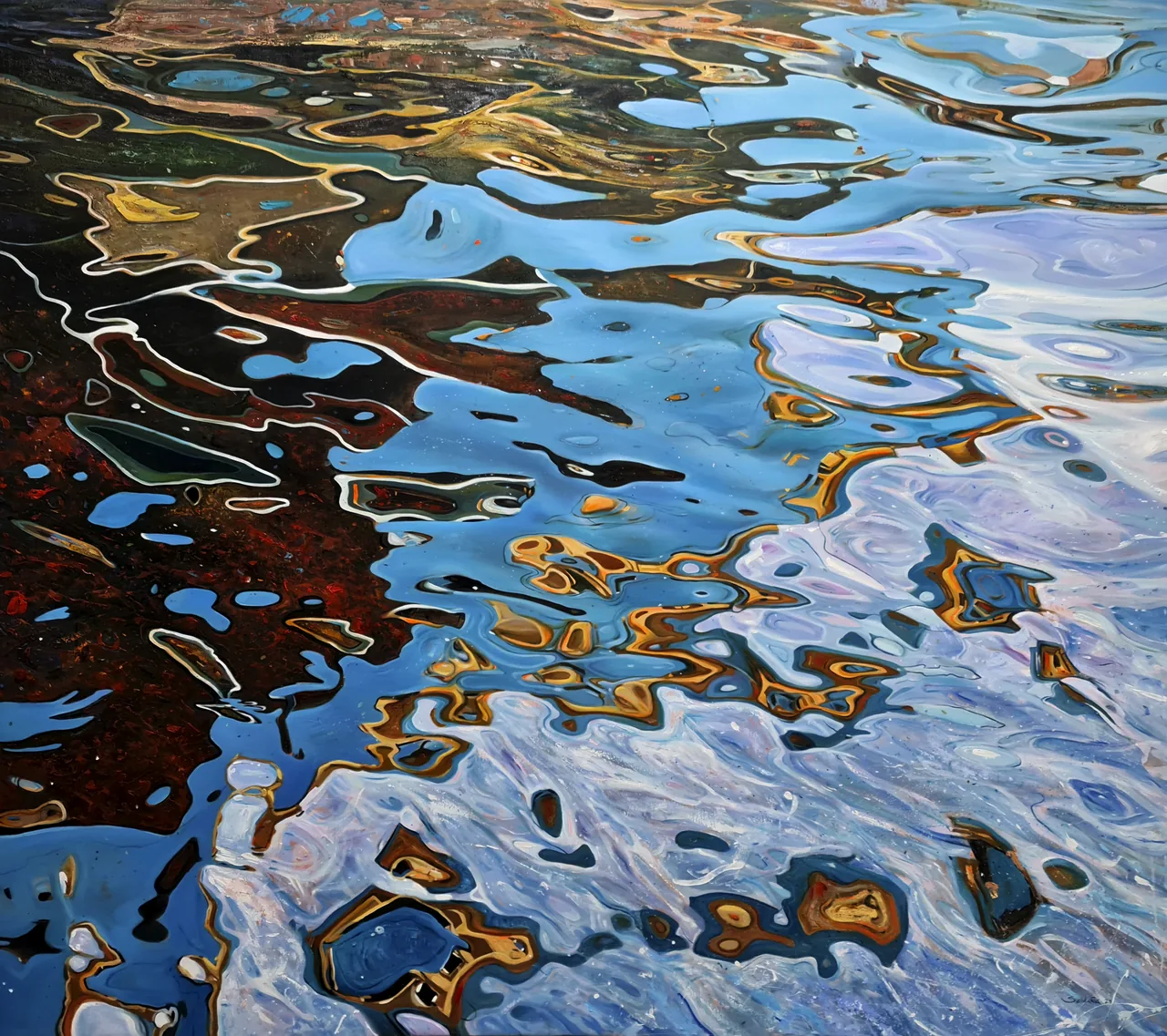 Specular Water IX, 2024, oil on canvas — painting by Luis Alberto Saldaña