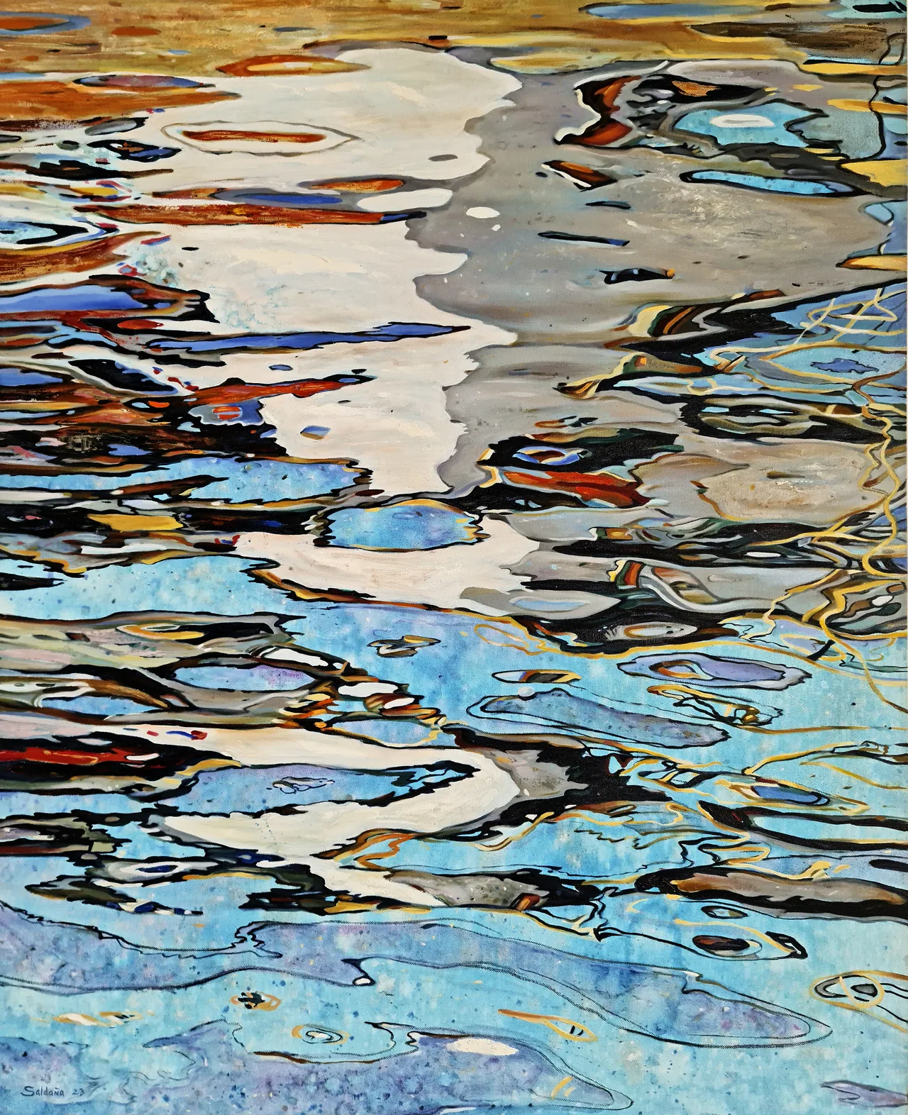 Specular Water V, 2023, oil on canvas — painting by Luis Alberto Saldaña