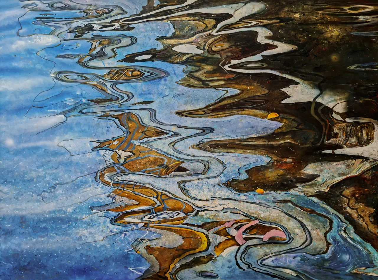 Specular Water XIV, 2024, oil on canvas — painting by Luis Alberto Saldaña