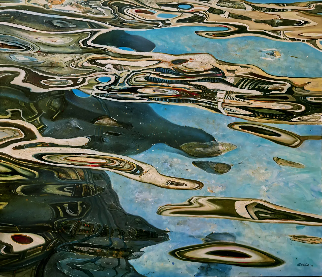 Specular Water XX, 2024, oil on canvas — painting by Luis Alberto Saldaña