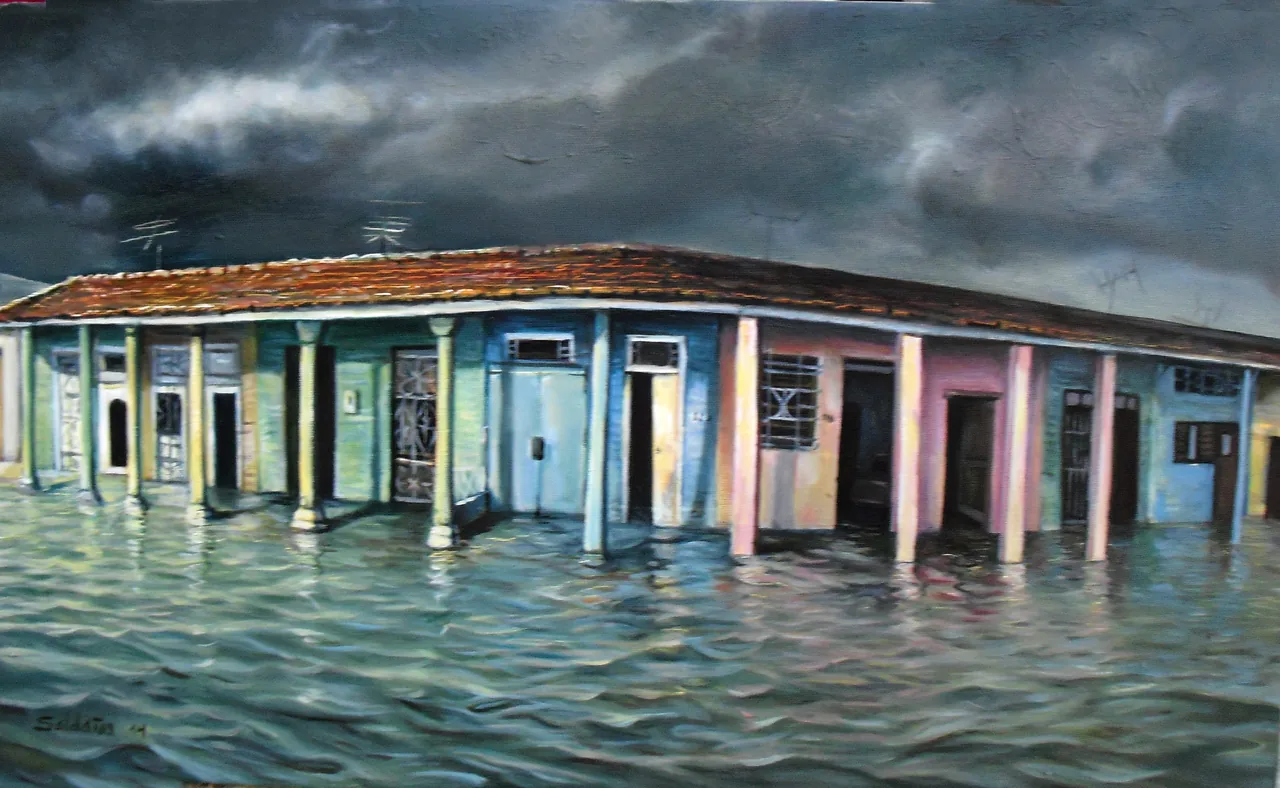 Deluge, 2014–2015, oil on canvas — painting by Luis Alberto Saldaña