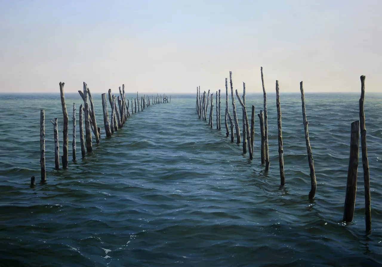 Courses II, 2018, oil on canvas — painting by Luis Alberto Saldaña