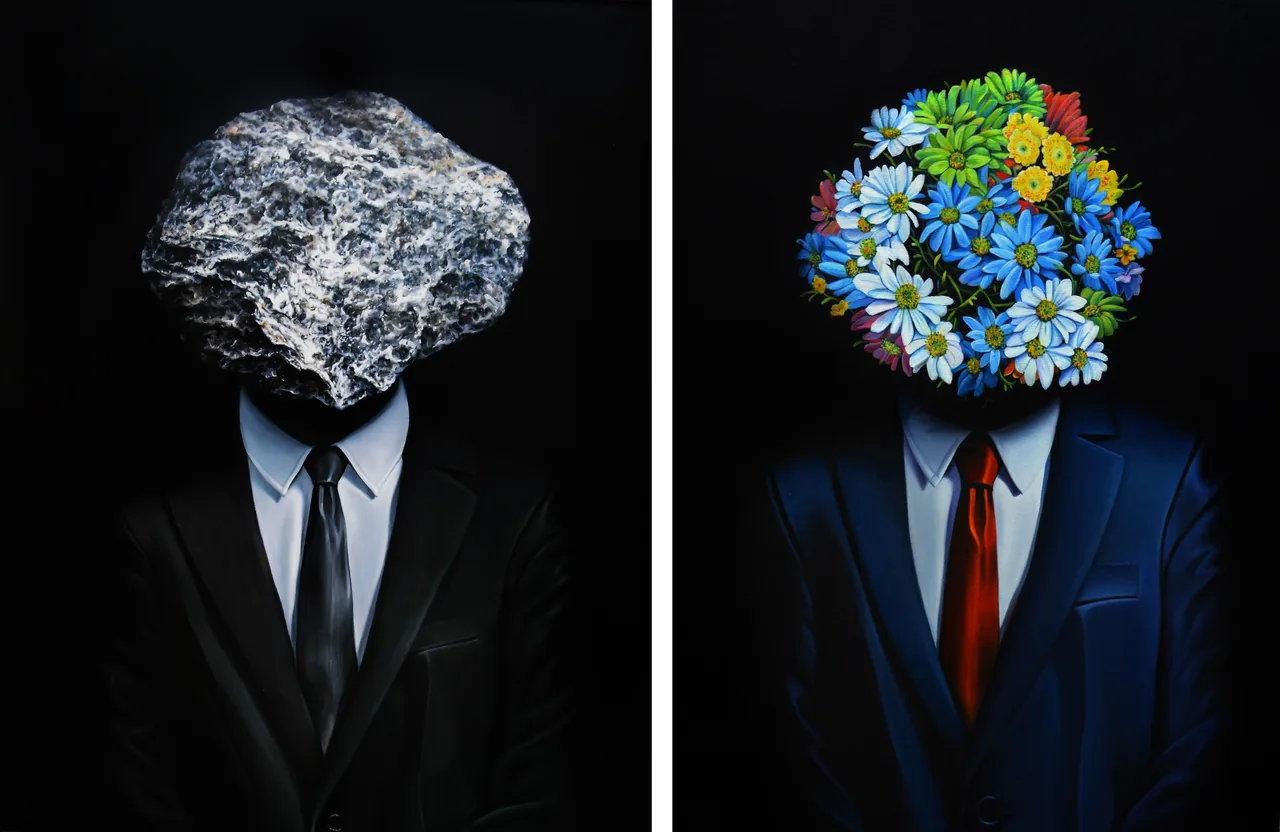 Untitled, 2015, oil on canvas, diptych — painting by Luis Alberto Saldaña