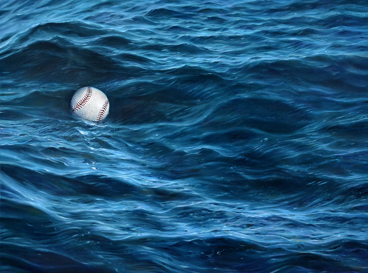 Homerun, 2016, oil on canvas — painting by Luis Alberto Saldaña