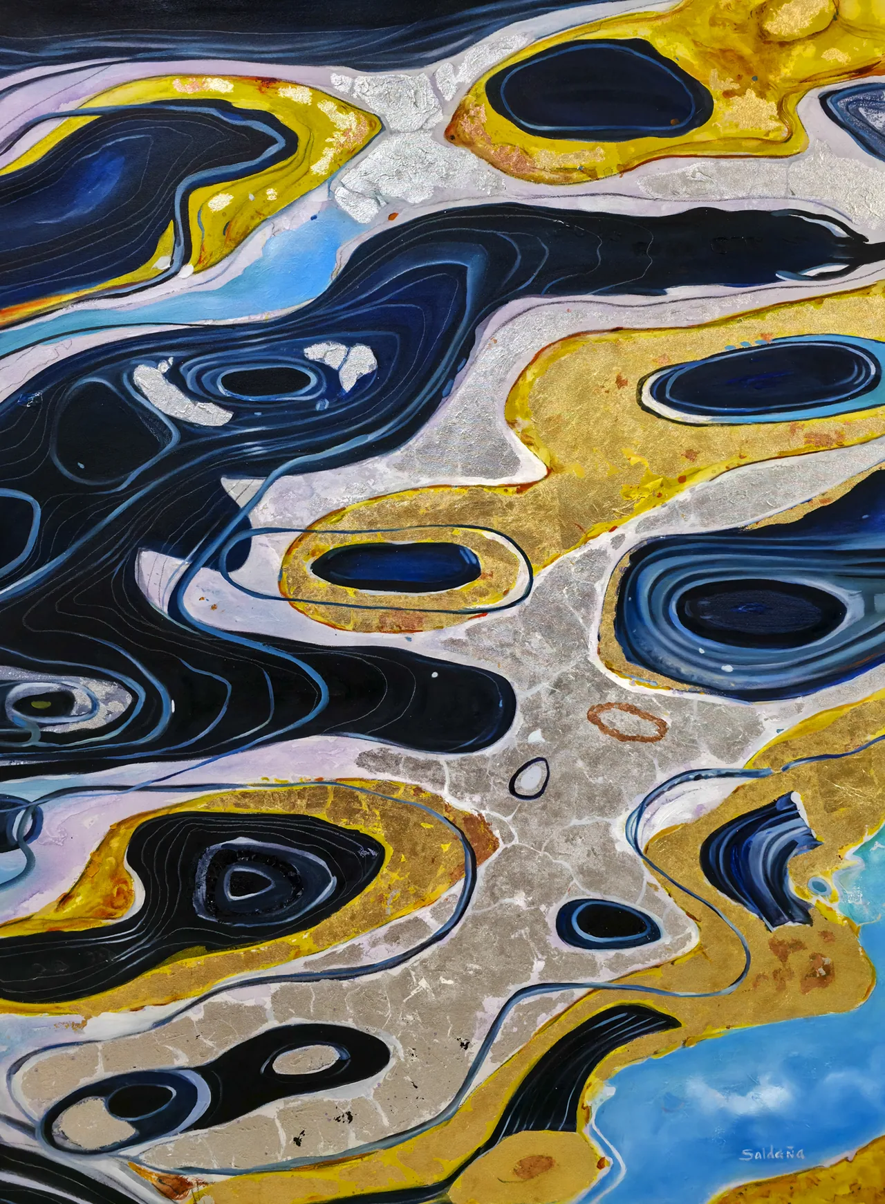 Untitled, 2026, oil and gold leaf on canvas — painting by Luis Alberto Saldaña