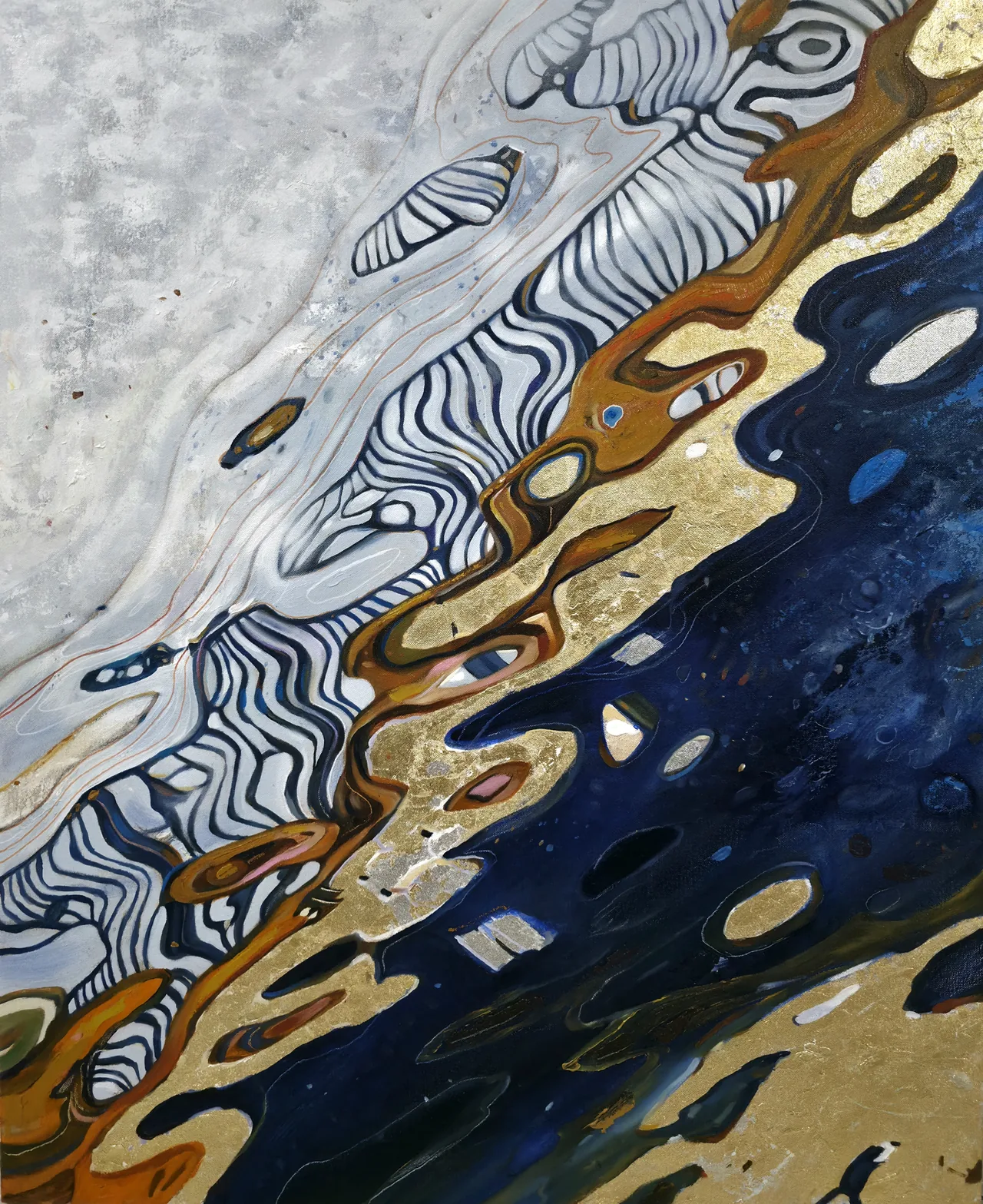 Untitled, 2026, oil and gold leaf on canvas — painting by Luis Alberto Saldaña